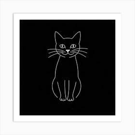 Cat On A Black Background Art Print