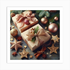 Presents And Christmas Ornaments Art Print