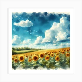 Watercolor Sunflowers Art Print