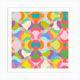 Psychedelic Colorful Pattern in retro groovy style Art Print