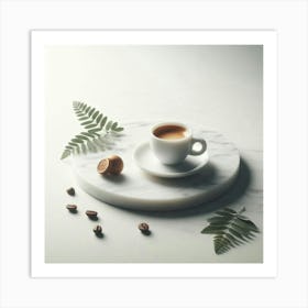 Coffee Cup On White Marble Art Print