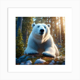 Polar Bear In The Forest 1 Art Print