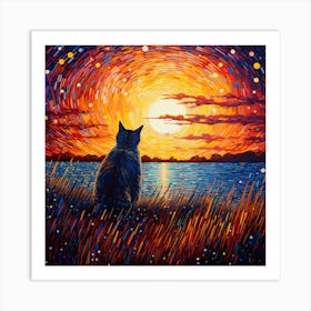 Sunset Cat 2 Art Print