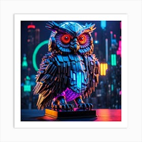Cyberpunk, Wise old Neon Owl 3 Art Print