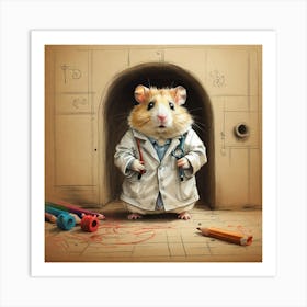 Hamster In A Lab Coat 1 Art Print