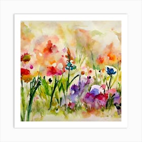 Watercolor Of Flowers 1 Art Print