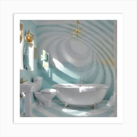 Blue And White Bathroom Art Print