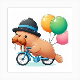 Walrus On A Bicycle 2 Art Print