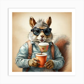 Squirrel With A Cup Of Coffee 3 Art Print