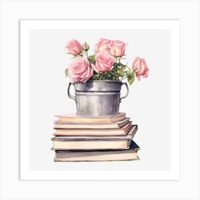 Roses In A Bucket 4 Art Print