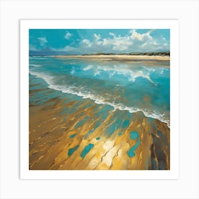 Turquoise Blue Sea, Beach of Liquid Gold 1 Art Print