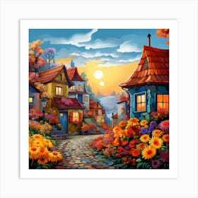 Autumn Village Art Print