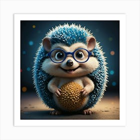 Hedgehog With Glasses 1 Art Print