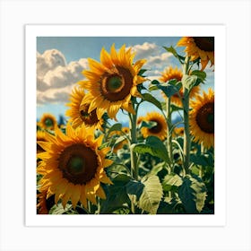 Sunflowers In The Field Art Print