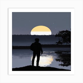 Silhouette Of A Man Art Print