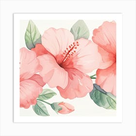 Pink Hibiscus Flower Art Print