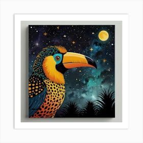 Default Cheetah Tiger Toucan In The Night Sky Art 3 Art Print