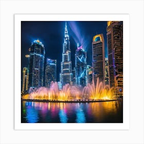 Dubai At Night Art Print