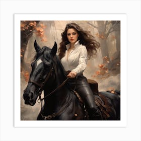 Woman Riding A Horse Art Print