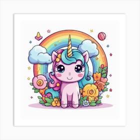 Unicorn With Rainbow Mane 56 Art Print