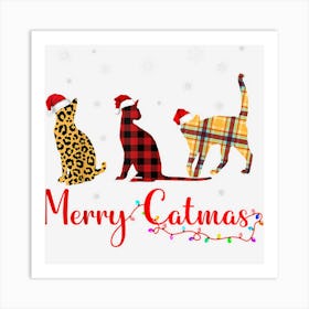 Siamese Merry Christmas Plaid Leopard Merry Catmas Art Print