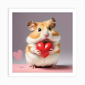 Hamster Holding A Heart Art Print