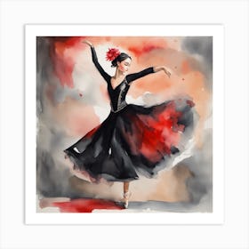 Ballerina Watercolor Painting Art Print