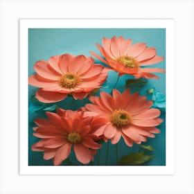 Peach Daisies Art Print