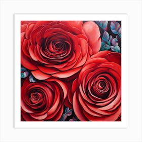 Op Art, Red roses 3 Art Print