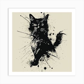 Cat Splatter Painting 1 Art Print