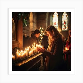 A Serene Christmas Eve Service Parishioners Immersed In Expressions Of Spiritual Surrender Engulfe (7) 1 Art Print