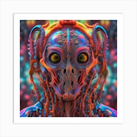 Psychedelic Biomechanical Freaky Wierdo From Another Dimension With A Colorful Background 1 Art Print