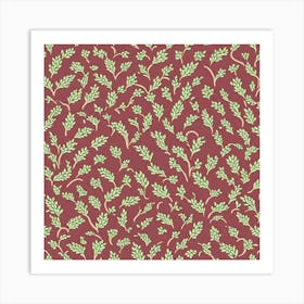 Holly Leaves Seamless Pattern Interlocking, Flat Art, 151 Art Print