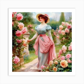 Lady In A Garden Art Print