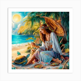 Mermaid On The Beach Art Print