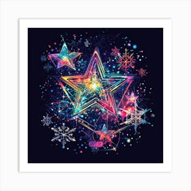 Vector Illustration Glowing Holiday Stars With I Art Print