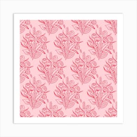 Pink Abstract Blooms Pattern  Art Print