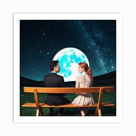 Couple Sitting On A Bench 5 Art Print