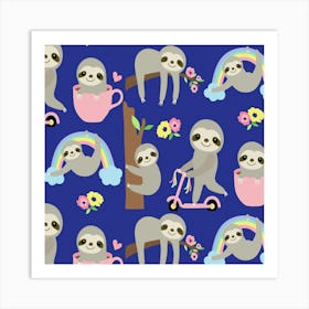 Cute Sloths Art Print