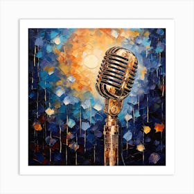 Microphone In The Rain Art Print