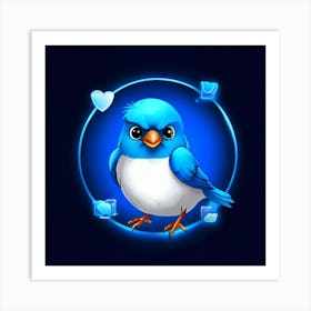 Twitter Social Media Networking Microblogging Platform App Icon Logo Bird Blue White Twe Art Print