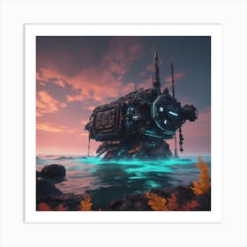 Spaceship In The Water Art Print