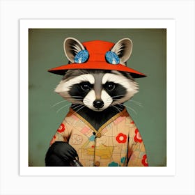 Japanese Raccoon Art Print