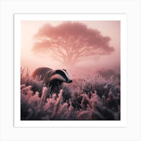 Badger In The Mist 3 Art Print