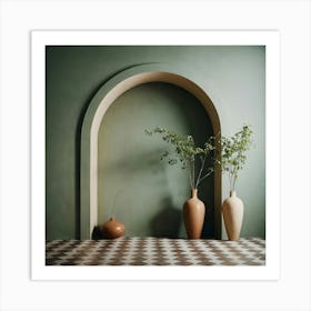 Vases In A Green Room Art Print