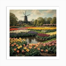 A Vintage Botanical Art Print Of Keukenhof Gard 1 Art Print