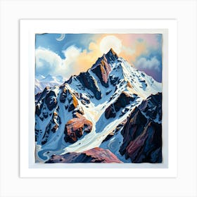 Mountain Range - Style of William Morris Art Print