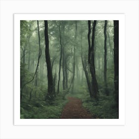 Foggy Forest Path Art Print