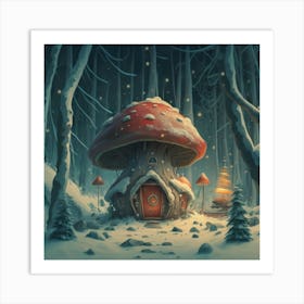 Red mushroom shaped like a hut 5 Art Print