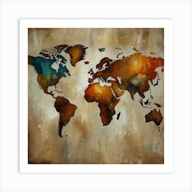 World Map Canvas Print Art Print